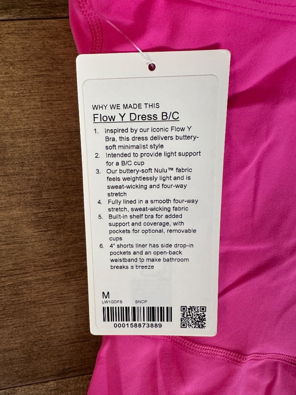 LULULEMON FLOW Y DRESS LIGHT SUPPORT B/C CUP SONIC PINK WOMEN'S SZ MEDIUM NEW - Picture 5 of 8